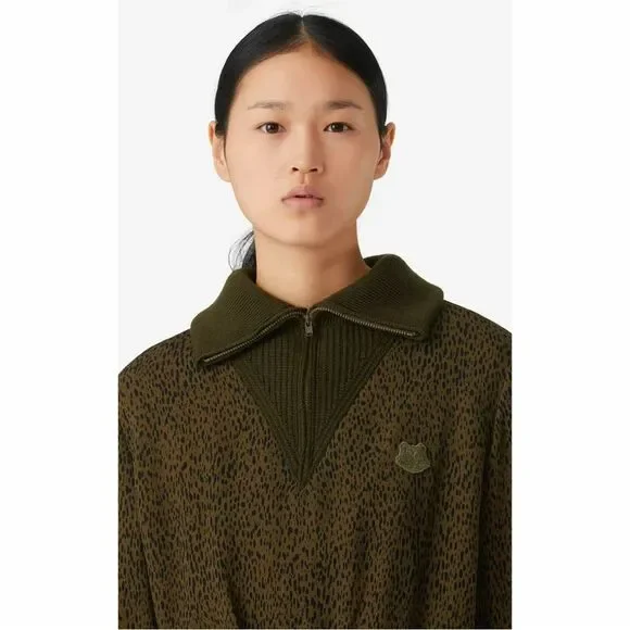 NWT Kenzo Fall/Winter 2020 Women’s Midi Leopard Mixed Material Dress - Picture 4 of 10